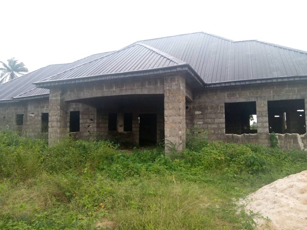 A fully detached Uncompleted Bungalow available for purchase at Ifa Ikot Ubo, Uyo Akwa Ibom, selling for ₦15,000,000.  Available for inspection and purchase.